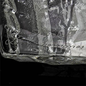 Lindshammar art glass sculpture by Christer Sjogren  marks